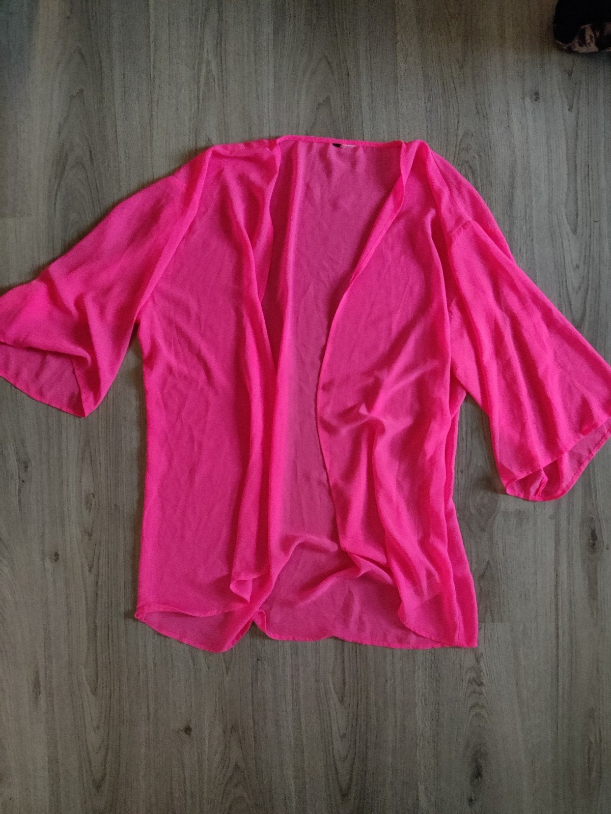 Neon fuchsia roze open blouse, Kleding | Dames, Ophalen of Verzenden, Zo goed als nieuw, Roze