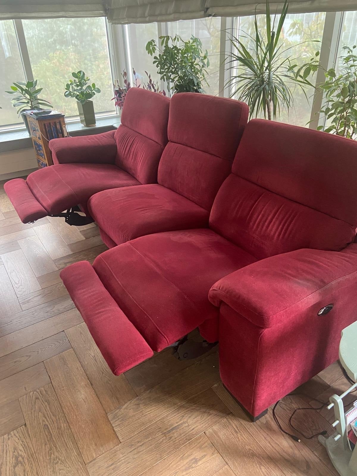 3-zits bank met 2x elektrisch verstelbaar relaxfunctie, Ophalen, Gebruikt, 75 tot 100 cm, Stof