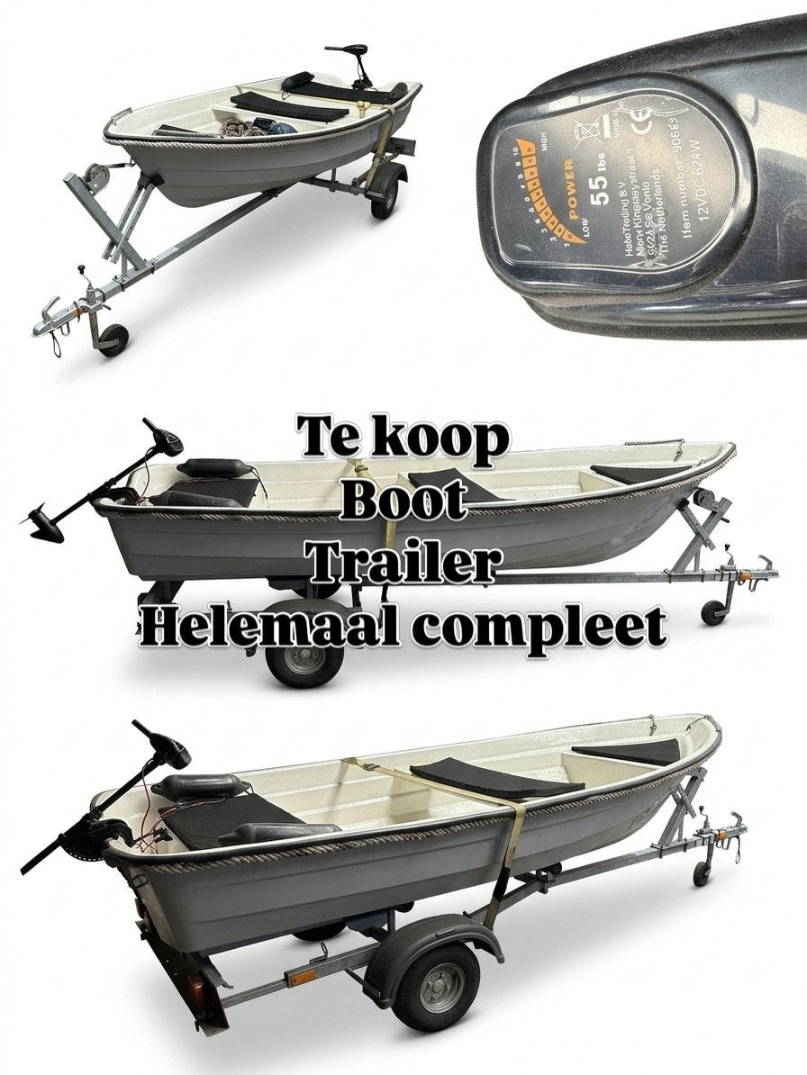 Complete visboot met trailer en elektrische motor, Watersport en Boten, Ophalen of Verzenden, Gebruikt