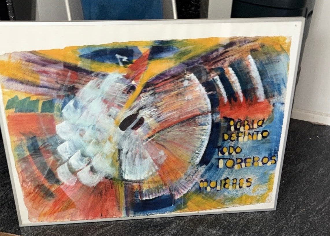 Abstract Schilderij 'Pablo Definto Todo Toreros Mujeres', Antiek en Kunst, Ophalen, Abstract, Gesigneerd, Overige onderwerpen
