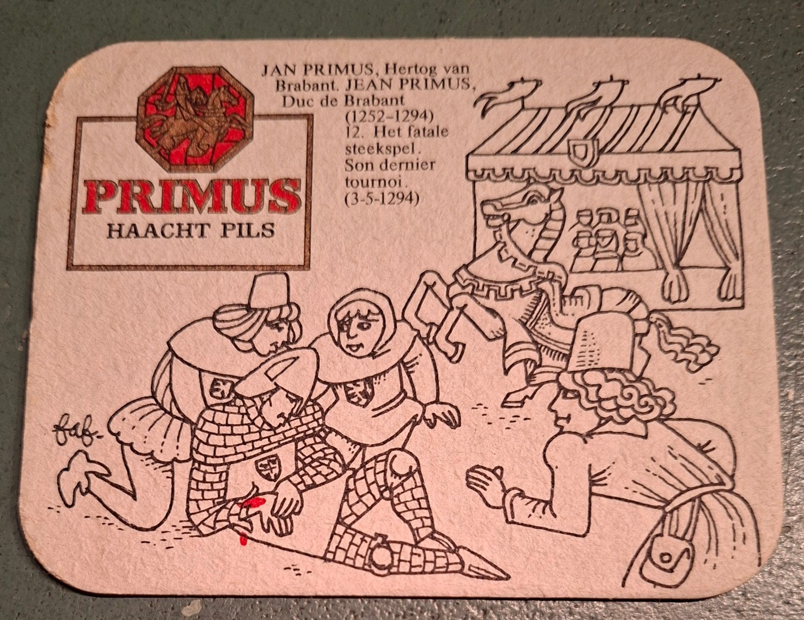 Primus,Jan Primus 12, Ophalen of Verzenden, Zo goed als nieuw, Viltje(s), Overige merken