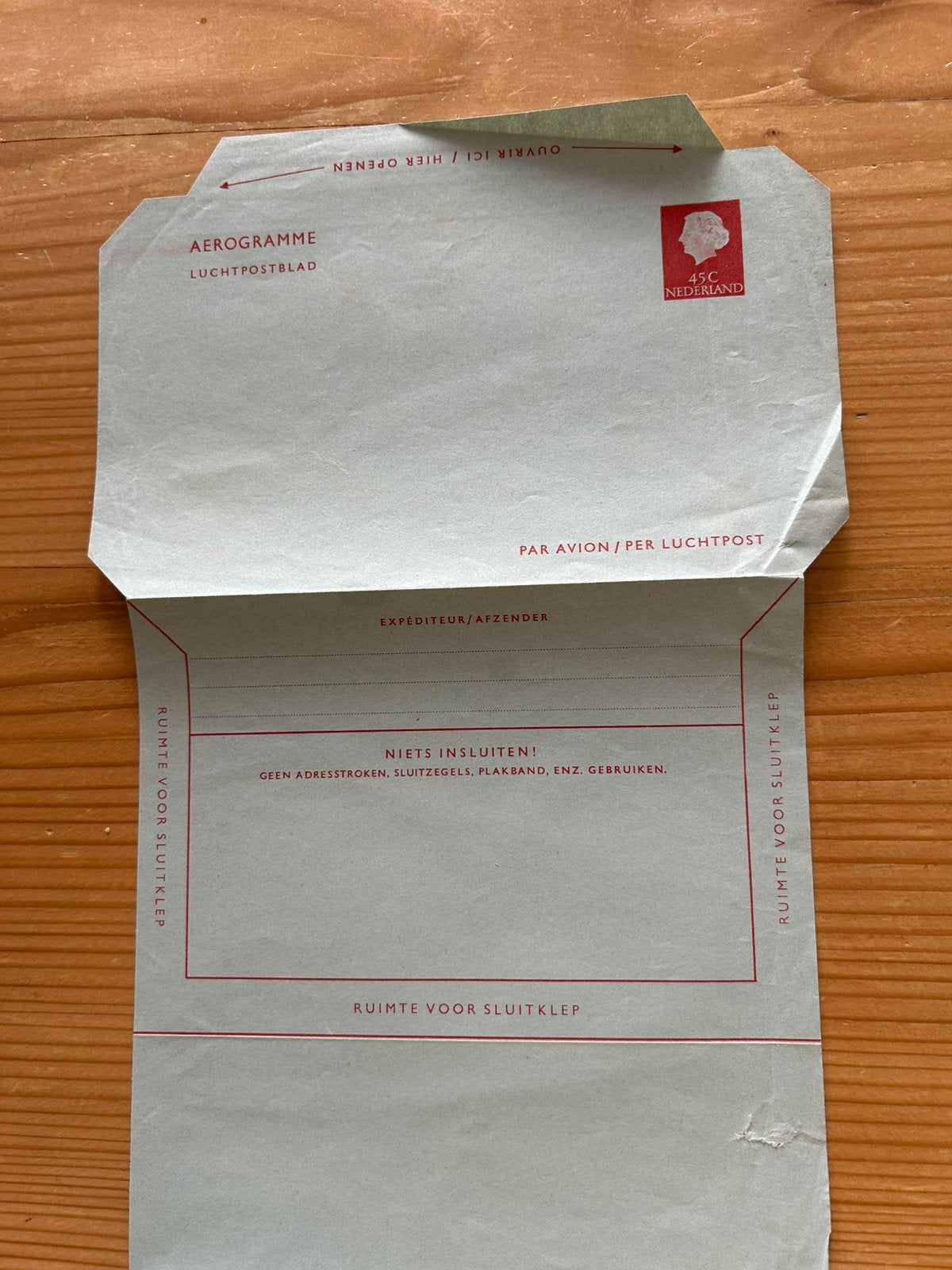 OUD AEROGRAMME LUCHTPOSTBLAD PTT, Ophalen of Verzenden, Brief