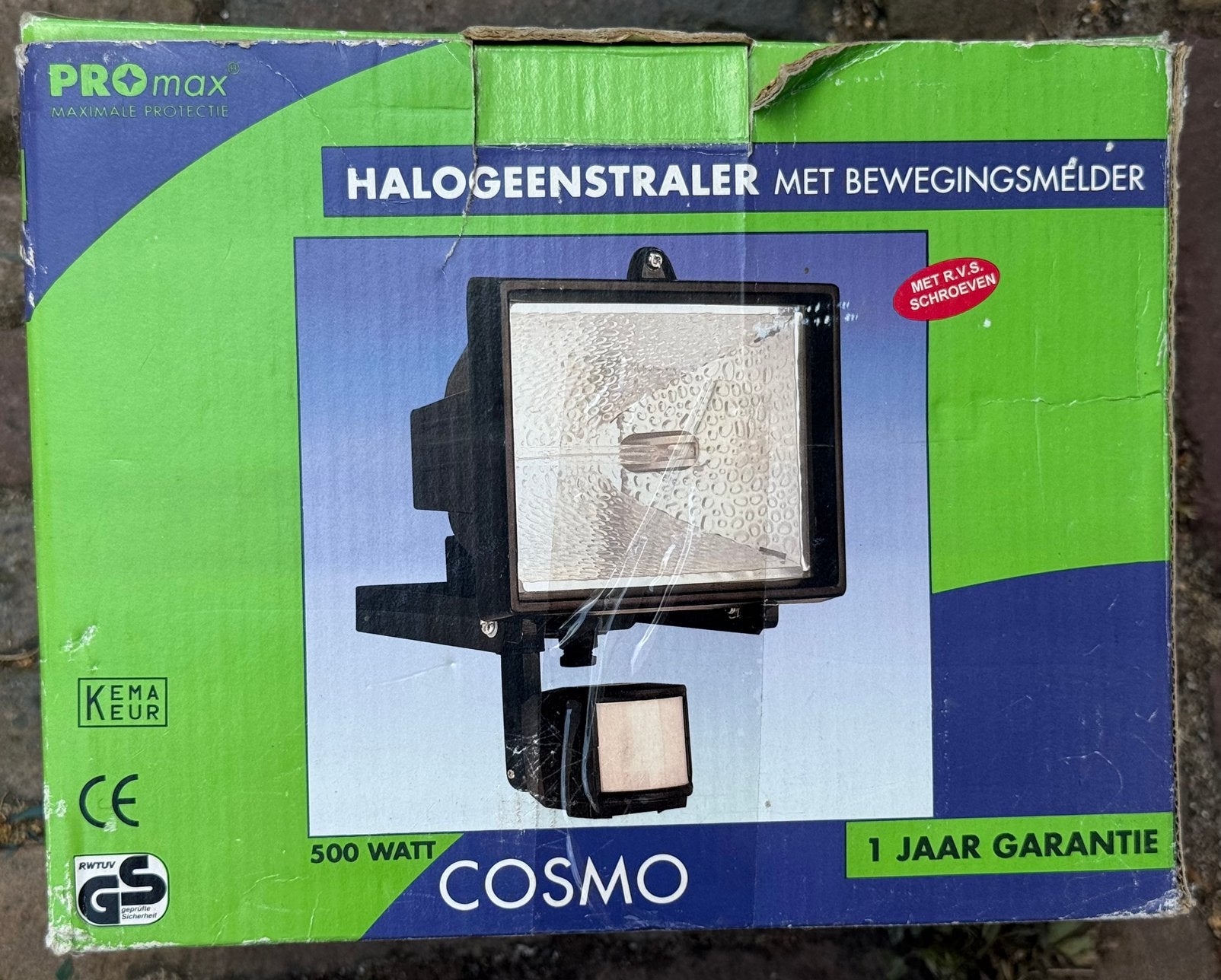 PROMax Cosmo Halogeenstraler met Bewegingsmelder 500 Watt, Bewegingssensor, Wandlamp, Ophalen of Verzenden, Netvoeding