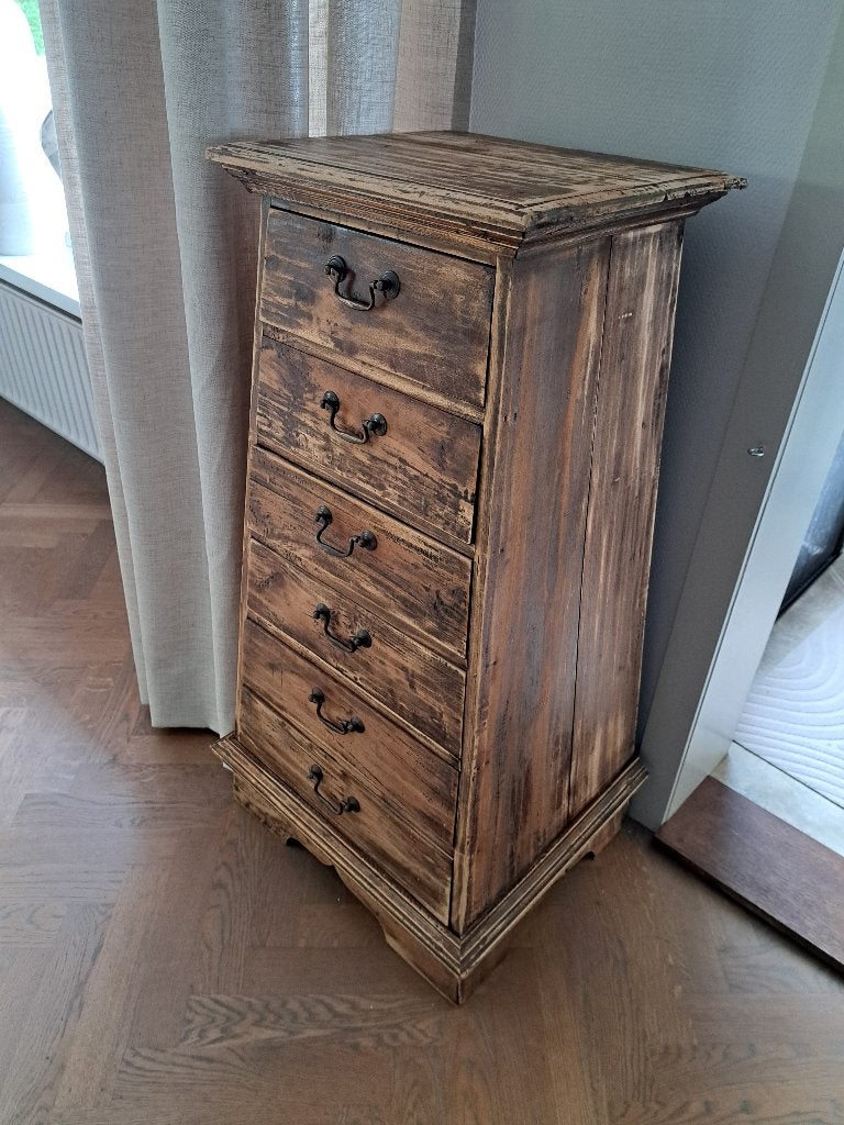 Vintage hoge ladekast met zes lades - uniek!, Ophalen, Gebruikt, 5 laden of meer, 100 tot 150 cm