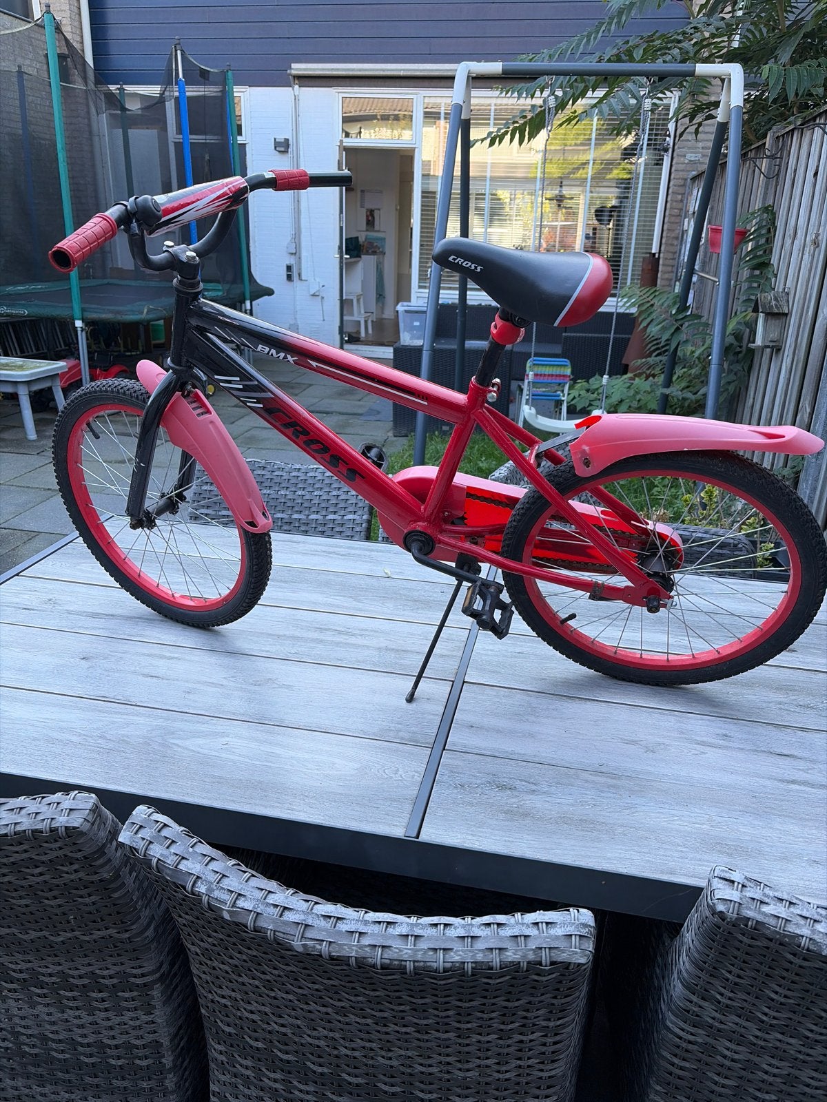 Kinderfiets - Cross BMX fiets - Rood/Zwart, Ophalen, Terugtraprem, Gebruikt, Staal