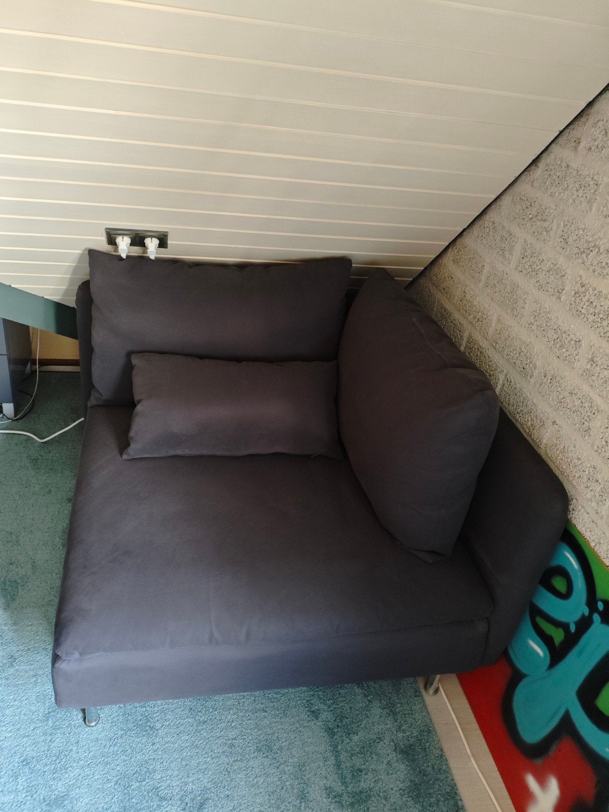 Donkergrijs hoek element /fauteuil v ikea, Ophalen, Gebruikt, 75 tot 100 cm, Modern, comfortabel