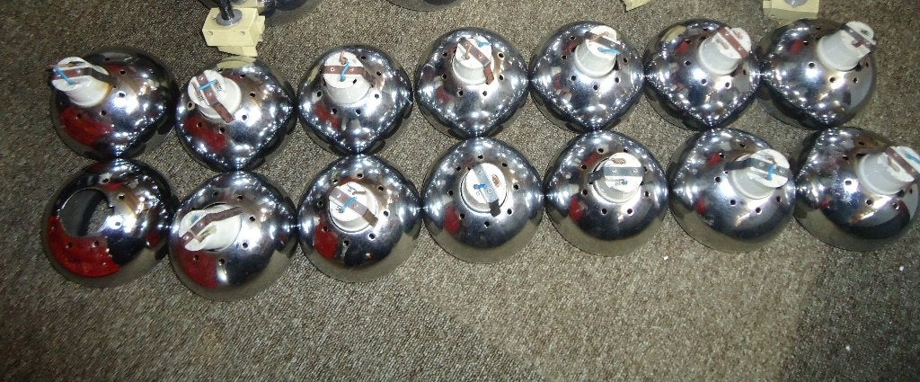 14 Vintage grote Chroombollen tbv. eigen ontwerp, Verzenden, Vintage, E27 (groot), Zo goed als nieuw