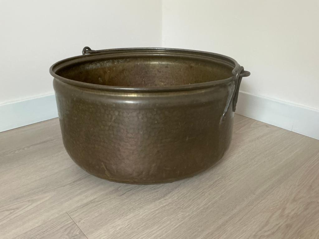 Koperen mand voor bv openhaardhout, Ophalen of Verzenden