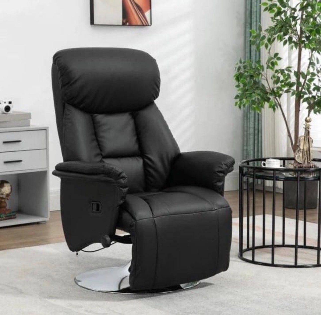 Zwarte verstelbare relaxfauteuil met draaivoet NIEUW, Huis en Inrichting, Fauteuils, Kunststof, Nieuw, Ophalen of Verzenden, A