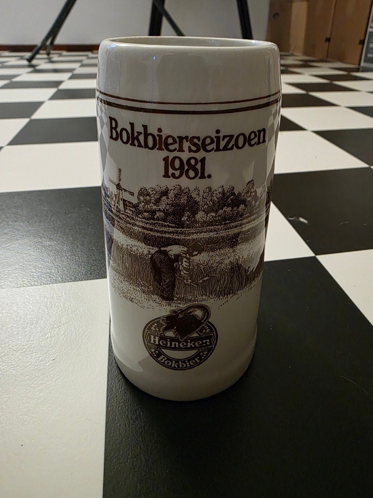 Heineken stenen pul 1981, Ophalen of Verzenden, Zo goed als nieuw, Pul(len), Heineken