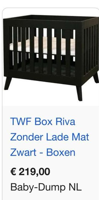 Zwarte TWF Box Riva - Gebruikt, zonder matras, Ophalen of Verzenden, Gebruikt, Rechthoekig