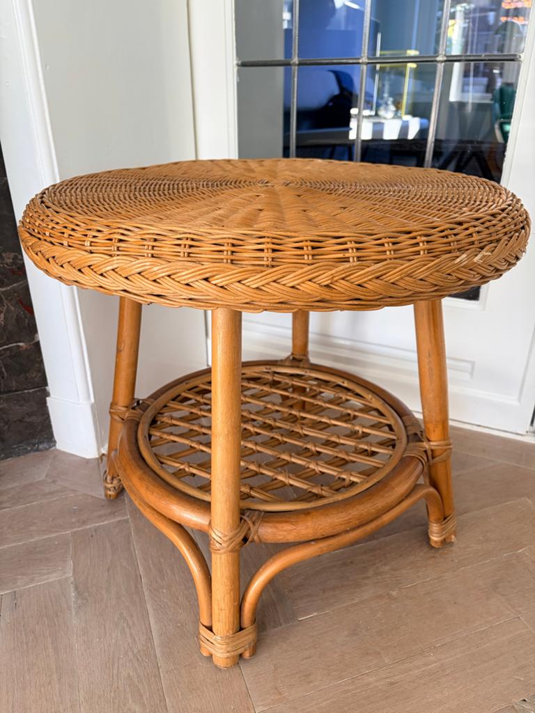 IKEA Rotan Bijzettafel - Vintage Look, Ophalen of Verzenden