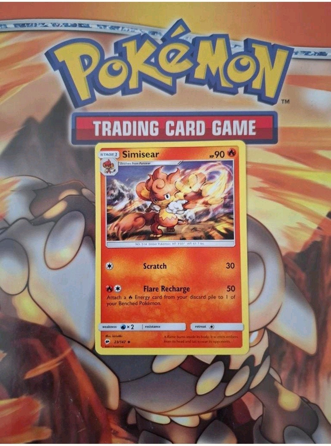 Simisear 23/147 Sun&moon Burning Shadows pokemon kaart, Ophalen of Verzenden, Gebruikt, Losse kaart