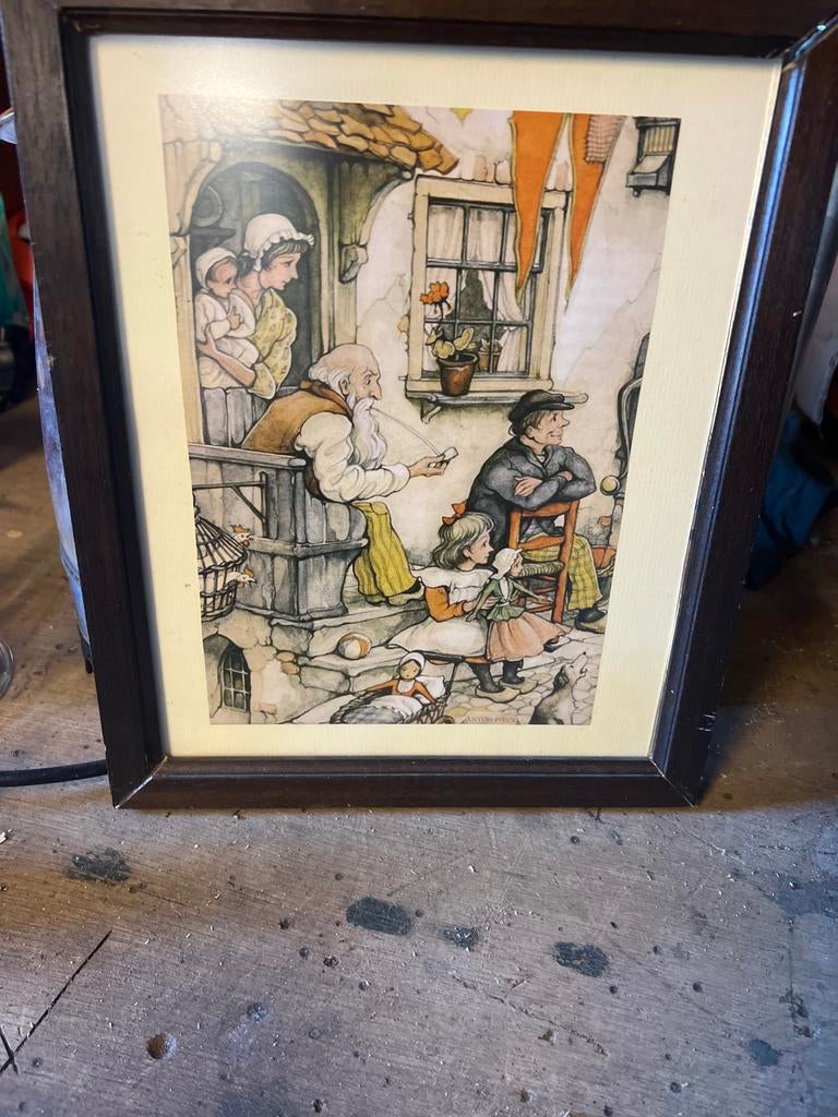 Vintage Anton Pieck print in lijst, Ophalen of Verzenden