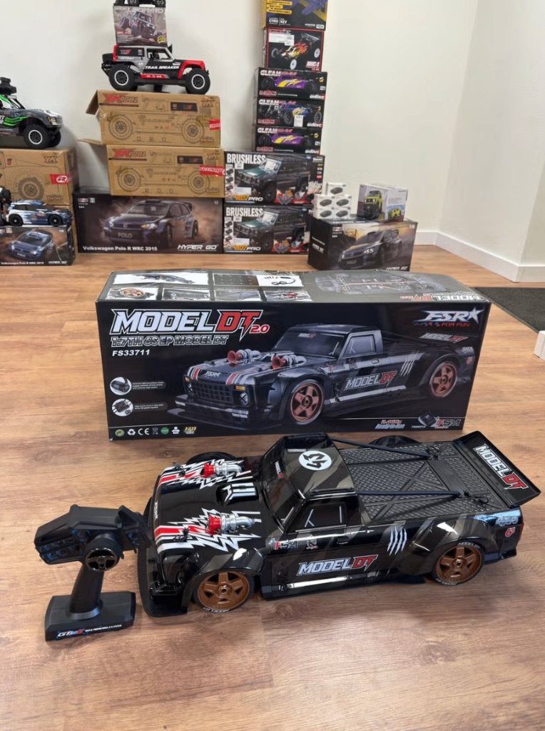 FS DT 2 1:7 4wd brushless Hoonitruck truck drifter + zender, Nieuw, Auto onroad, Overige schalen, Ophalen