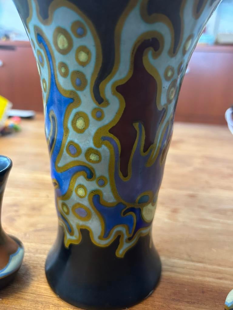 Zenith Gouda plateel set (3)–Art Deco /Willem Stuurman stijl, Antiek en Kunst, Ophalen of Verzenden
