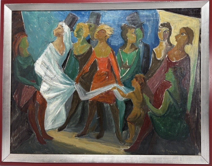 981. Olieverfschilderij, Jan Tebben – figuratief, ca. 1960, Ophalen of Verzenden, Olieverf, Figuren