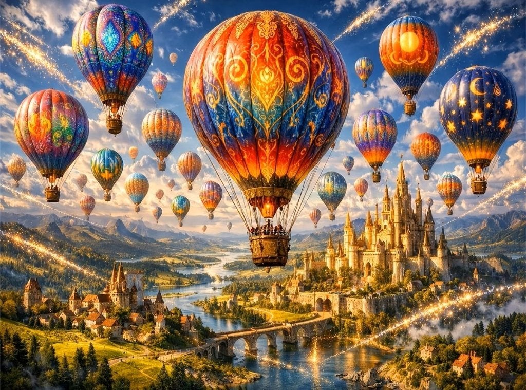 50x40cm Diamond Painting luchtballonnen (vierkant) nr 29, Hobby en Vrije tijd, Nieuw, Meerkleurig, Ophalen of Verzenden, Landschappen