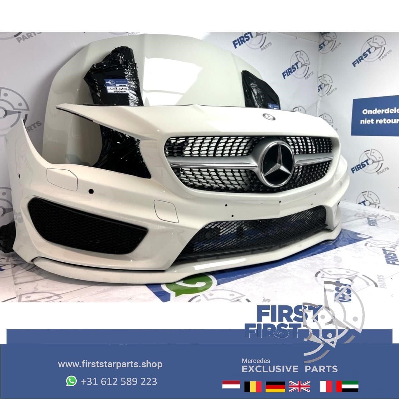 W117 Pre-Facelift AMG Voorkop Mercedes CLA 2015 Front wit Vo, Auto-onderdelen, Carrosserie en Plaatwerk, Gebruikt, -, Voor, Ophalen of Verzenden
