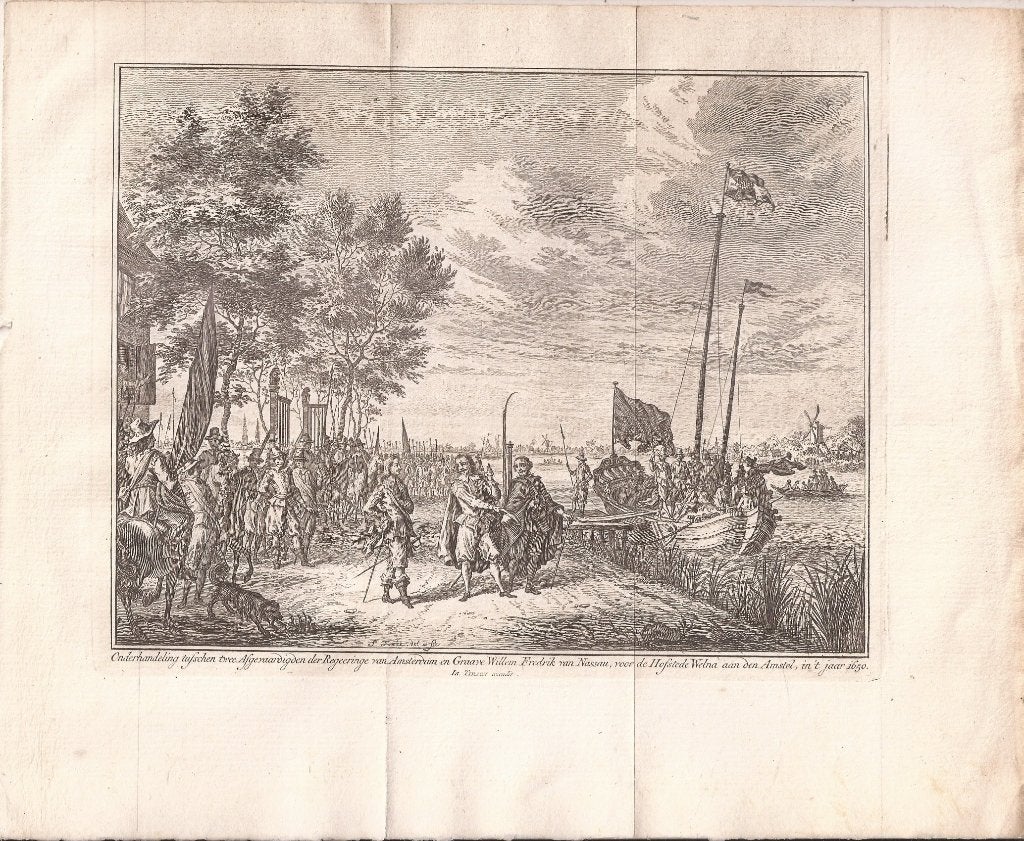 Onderhandeling tussen Amsterdam en W.F. Nassau bij Welna Ams, 19 cm, Ophalen of Verzenden, 15 cm, 1700 - 1799