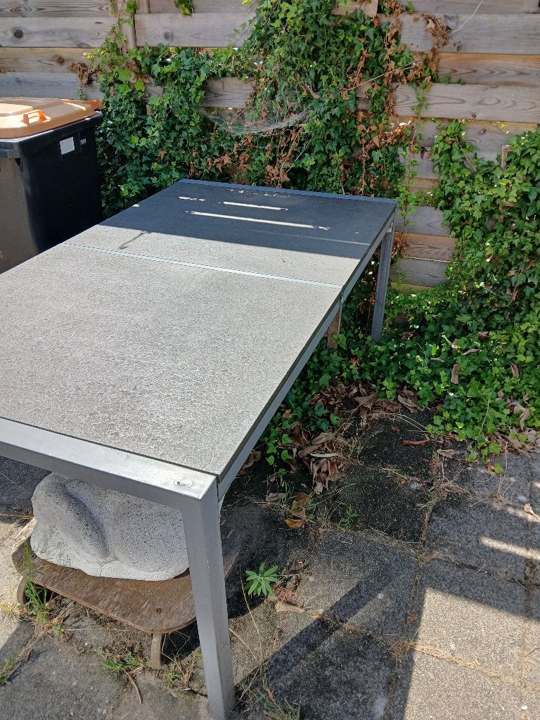 Tuintafel met stenen blad gratis, Ophalen, Gebruikt, Rechthoekig, Aluminium