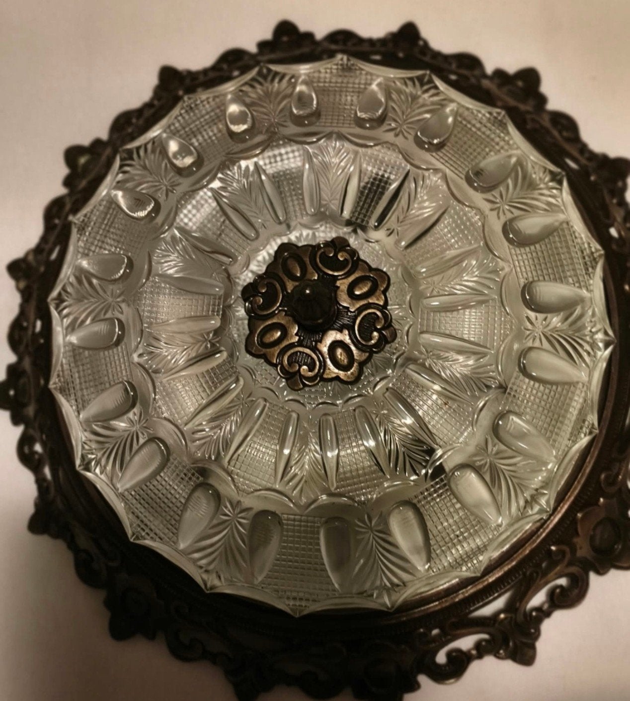 Mooie oude Plafond lamp, Vintage Plafonnière Hollywood Regen, Ophalen