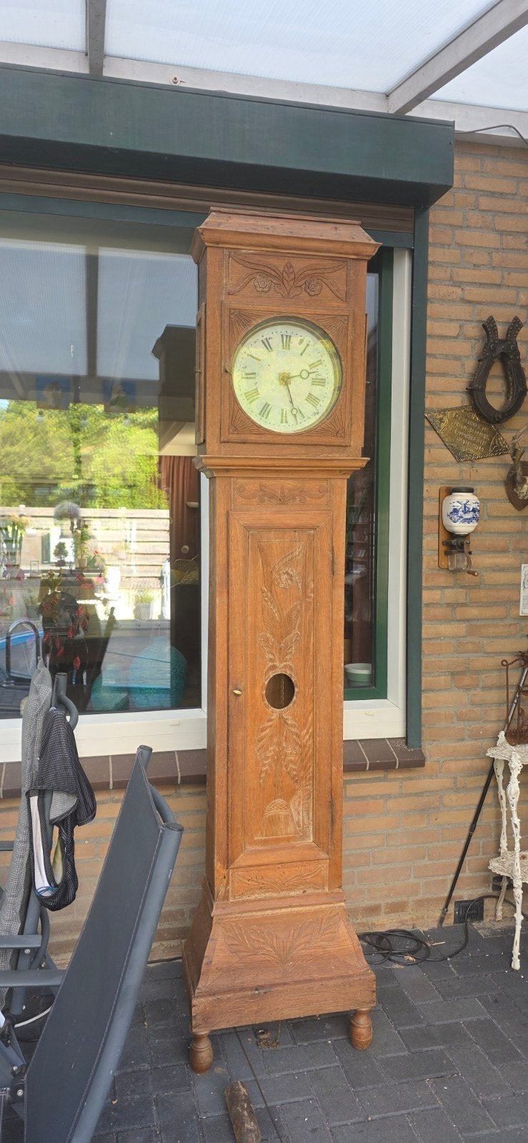 Eiken staande klok, Antiek en Kunst, Ophalen