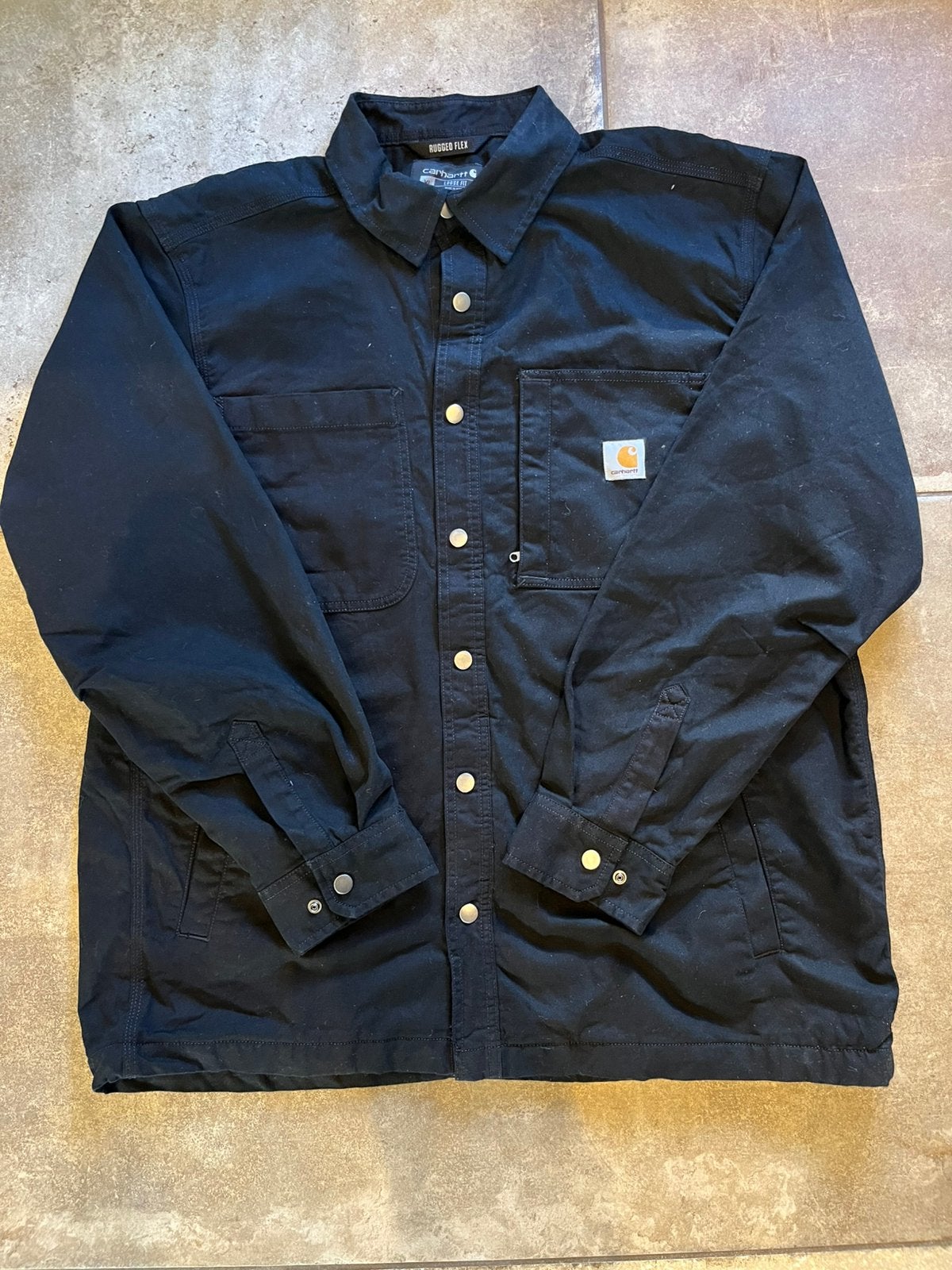 Carhartt Rugged Flex Canvas Fleece-Lined Jacket Zwart XL, Ophalen of Verzenden, Zo goed als nieuw, Zwart, Carhartt
