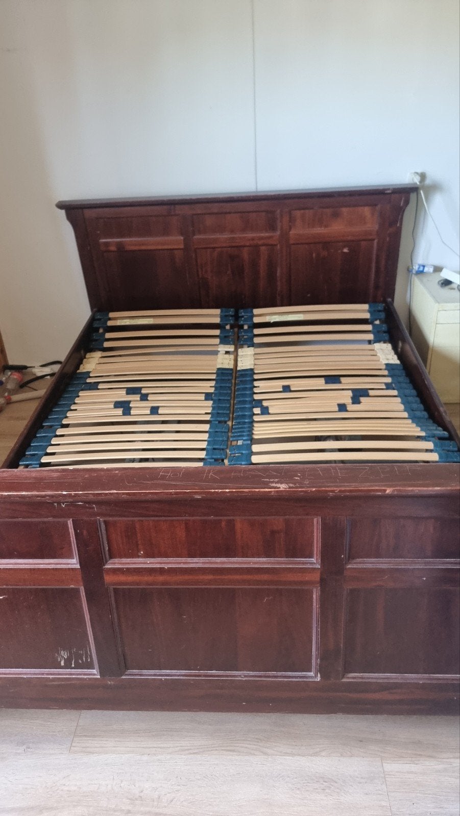 2x 80x220 verstelbare lattenbodem met bedframe, Ophalen, Tweepersoons, Overige maten, Hout