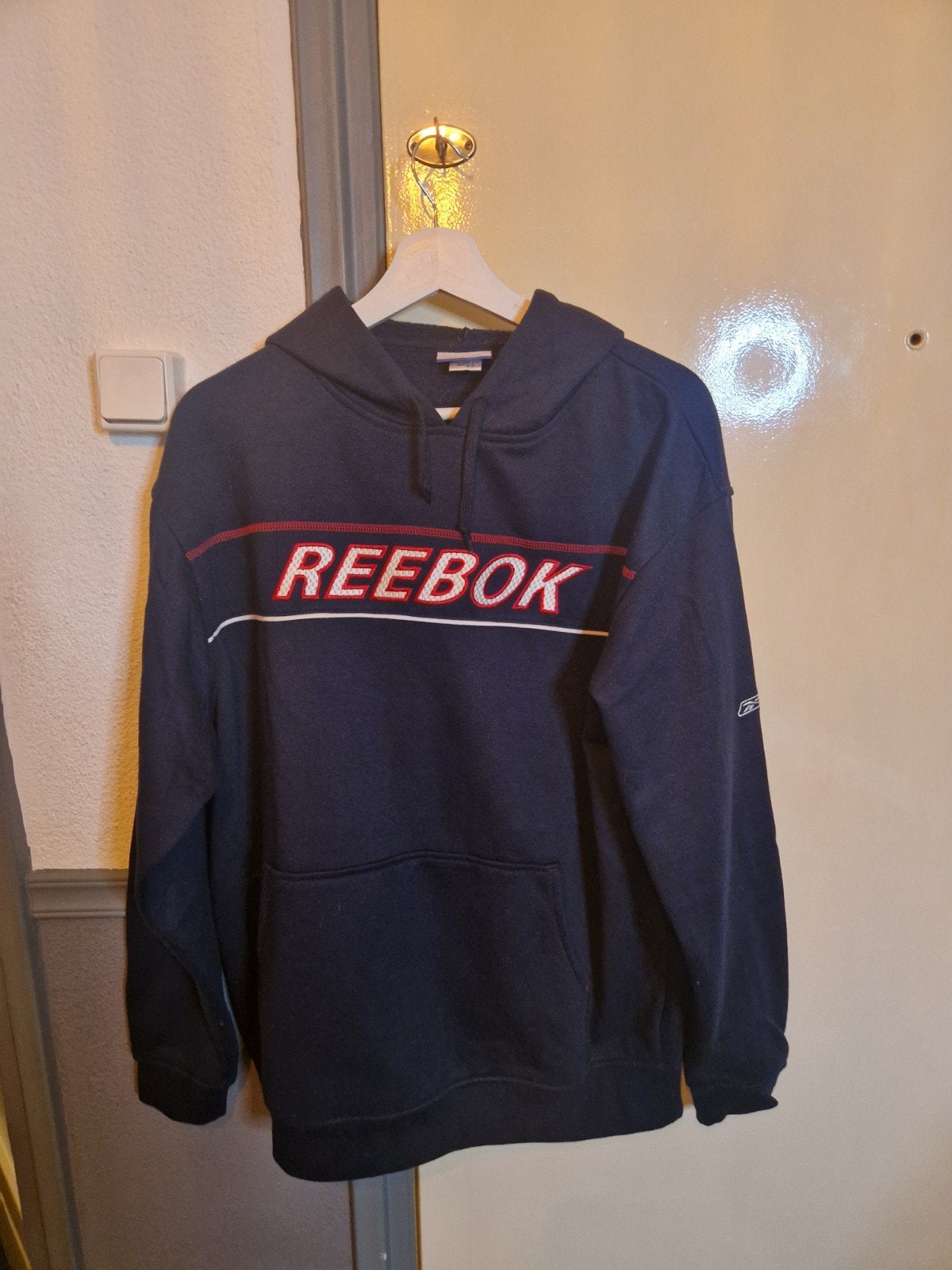Reebok hoodie donkerblauw met logo, maat XL, Verzenden, Gedragen, Reebok