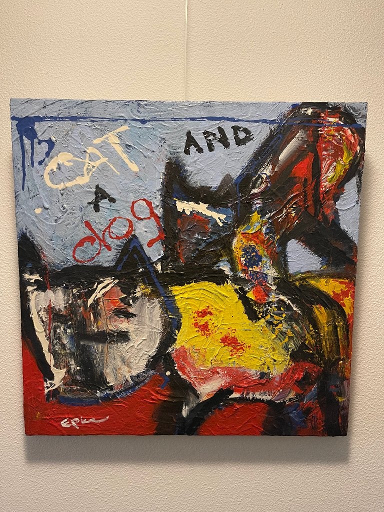 Dennis Epke | Cat and Dog, Ophalen, Acrylverf, Dieren, Op houten frame