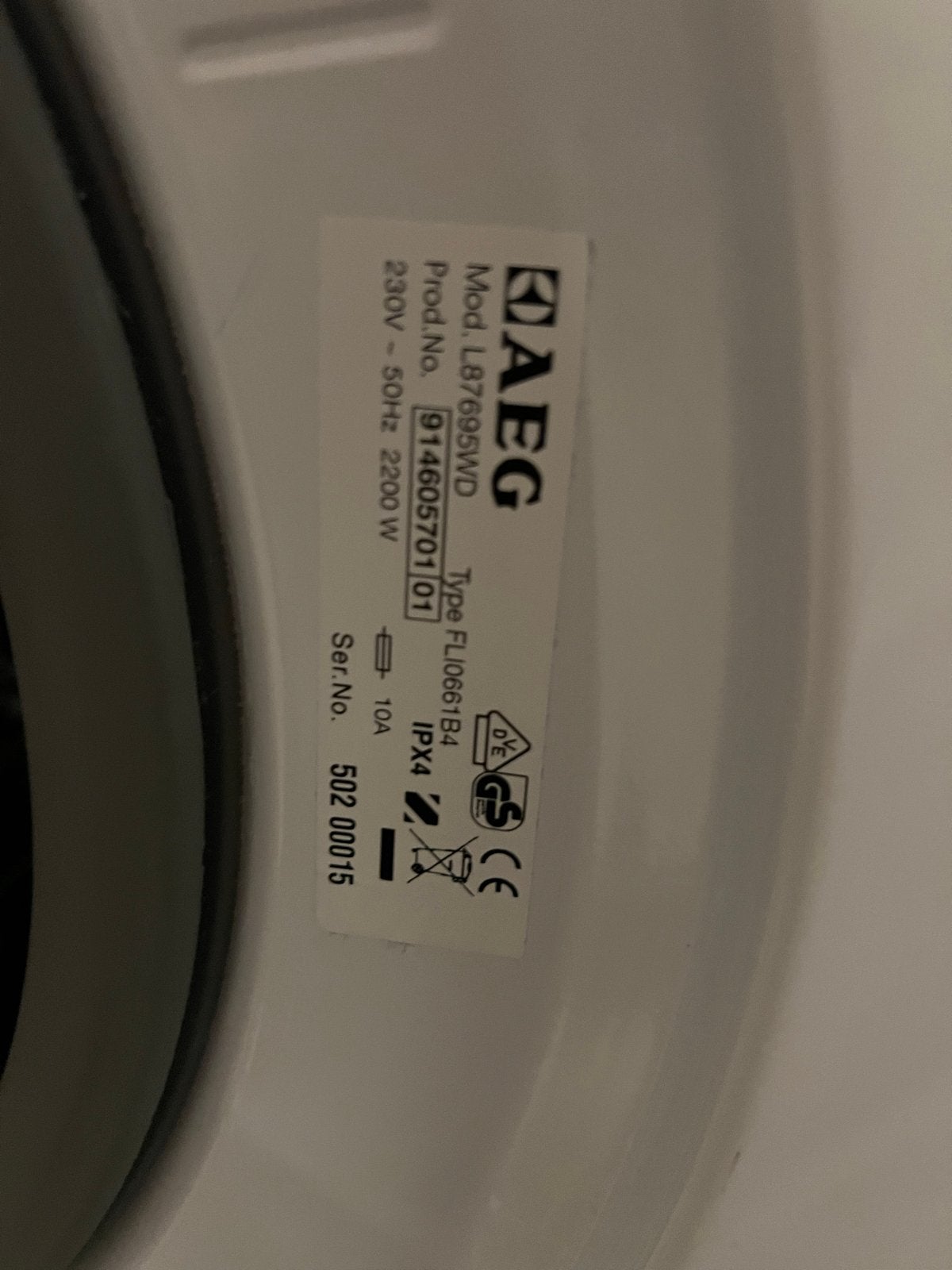 AEG L87695WD Lavamat Turbo Wasdroogcombinatie, Witgoed en Apparatuur, Wasdrogers, Ophalen, Overige typen, 8 tot 10 kg, Zo goed als nieuw