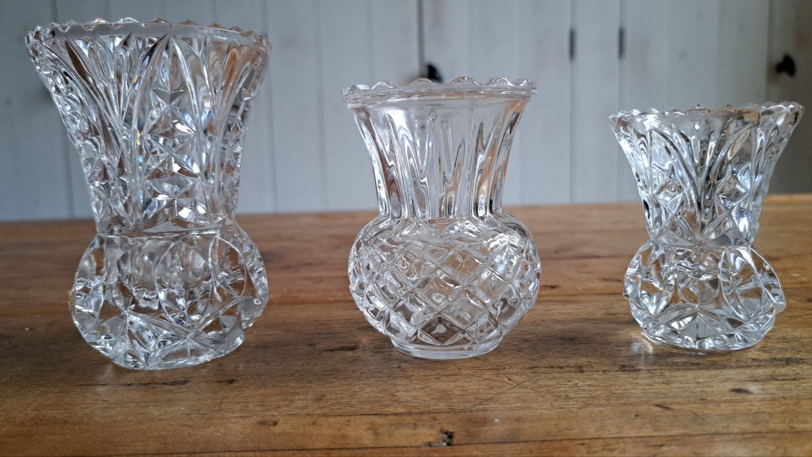 3 kristallen vaasjes, Ophalen of Verzenden