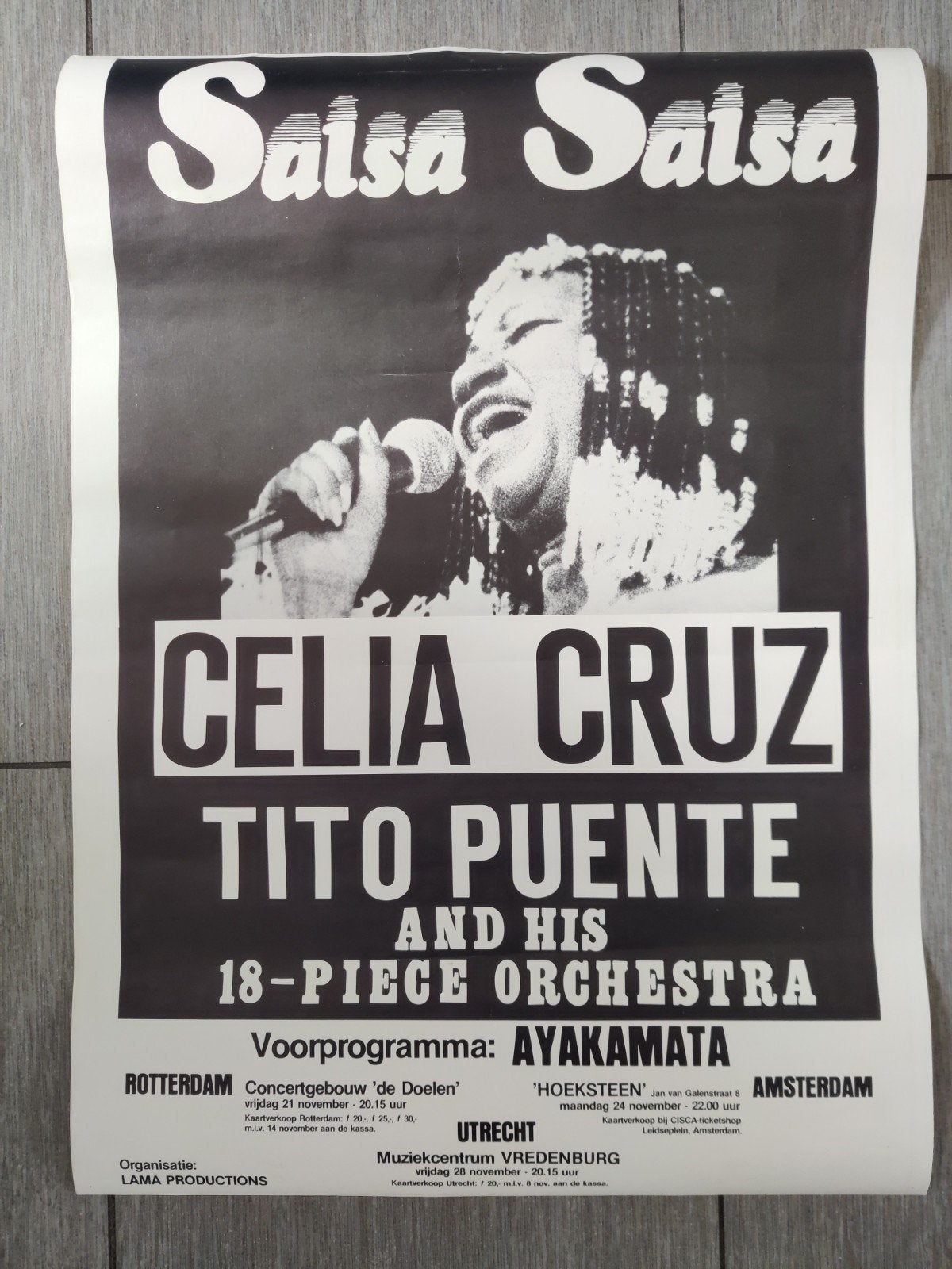 Vintage concertposter Celia Cruz & Tito Puente (1980), Ophalen, Rechthoekig Staand, Zo goed als nieuw, A1 t/m A3