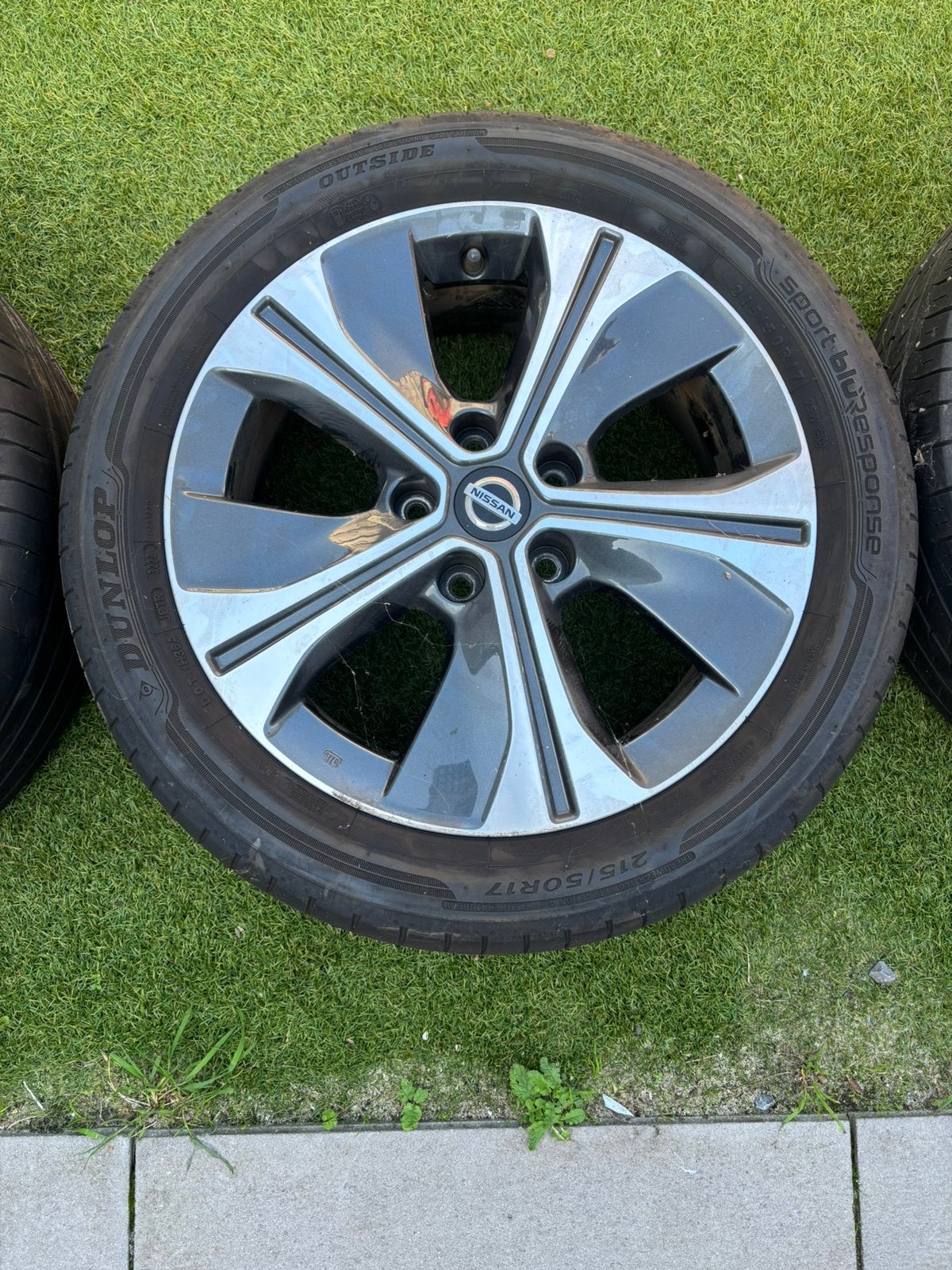 4 originele Nissan Leaf 17 inch velgen, Dunlop zomerbanden, Ophalen, 215 mm, Velg(en), 17 inch