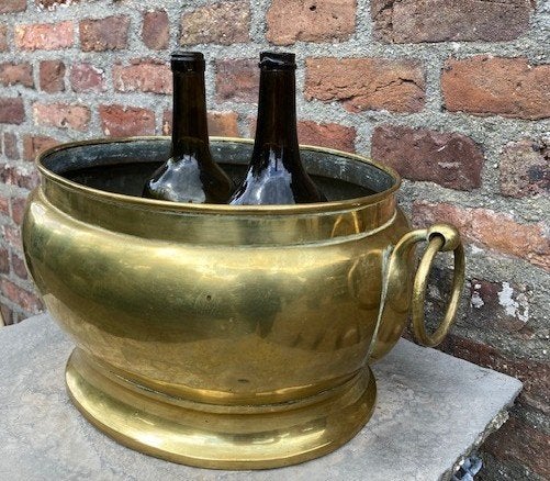 antiek koperen wijnflessen, champagne koeler , mooie !!, Ophalen of Verzenden