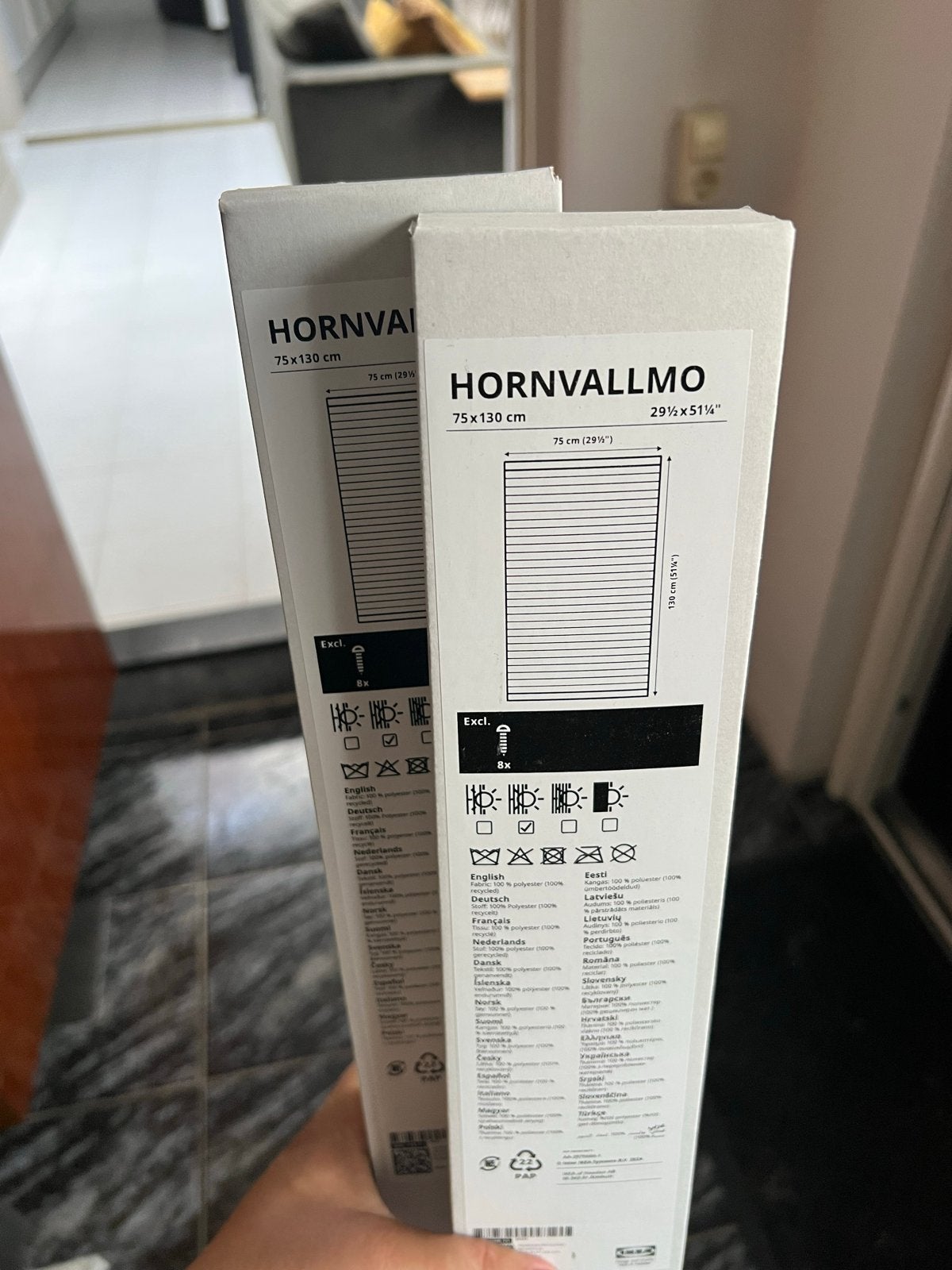 2x IKEA Plisségordijn HORNVALLMO wit 75x130cm nieuw, Huis en Inrichting, Stoffering | Gordijnen en Lamellen, Ophalen, Wit, Nieuw