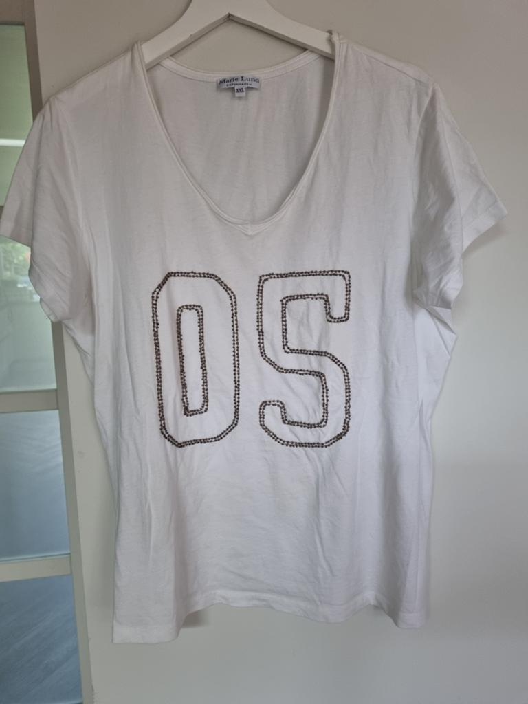 Wit Marie Lund T-shirt XXL (44-46) met applicatie, Wit, Maat 46/48 (XL) of groter, Ophalen of Verzenden, Korte mouw