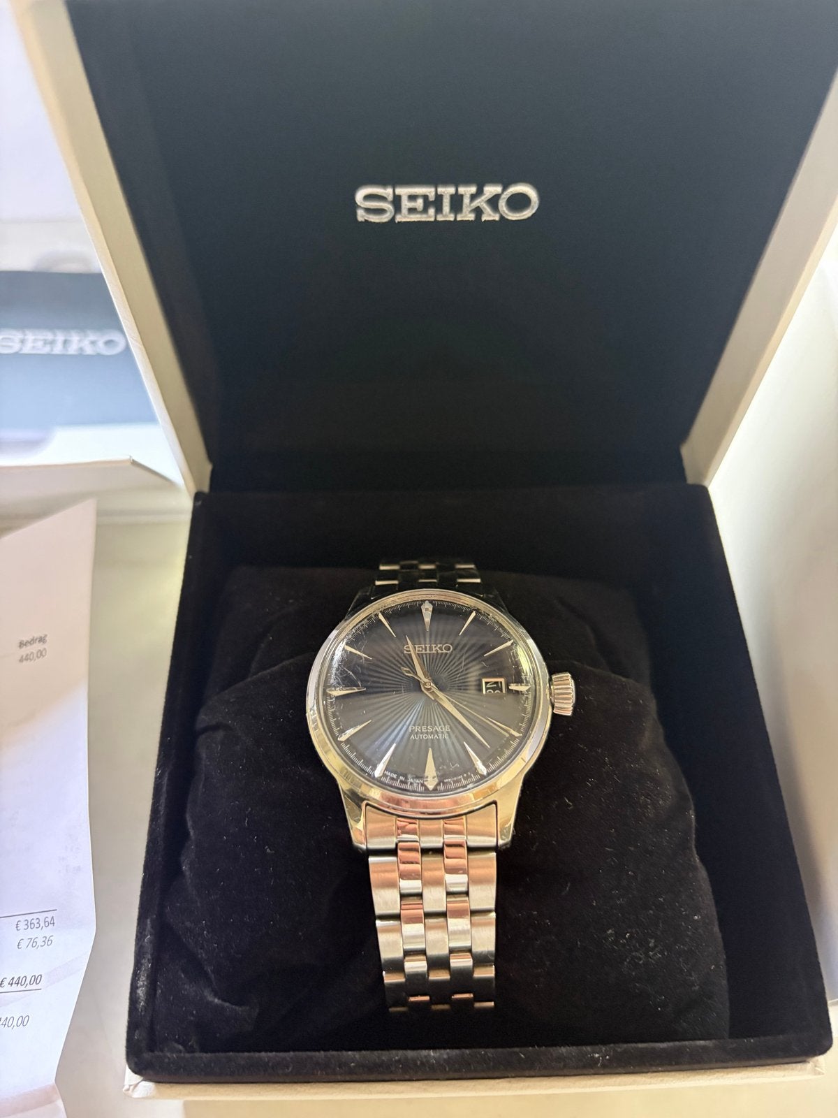 Seiko Presage Cocktail Time SRPB41J1 - Incl. doos en bon, Sieraden, Tassen en Uiterlijk, Ophalen, Seiko, Gebruikt, Staal