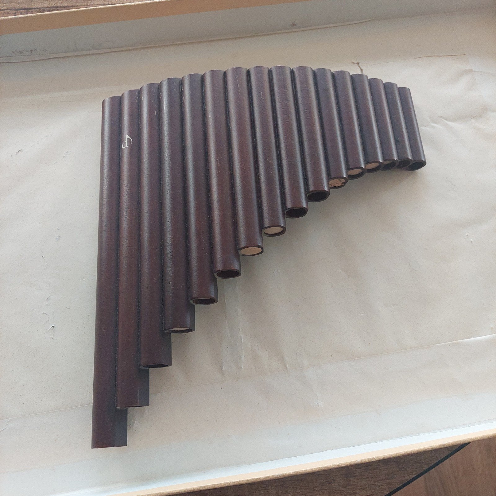 Mooie houten panfluit met 16 pijpen, Ophalen of Verzenden, Zo goed als nieuw, Houtblazer