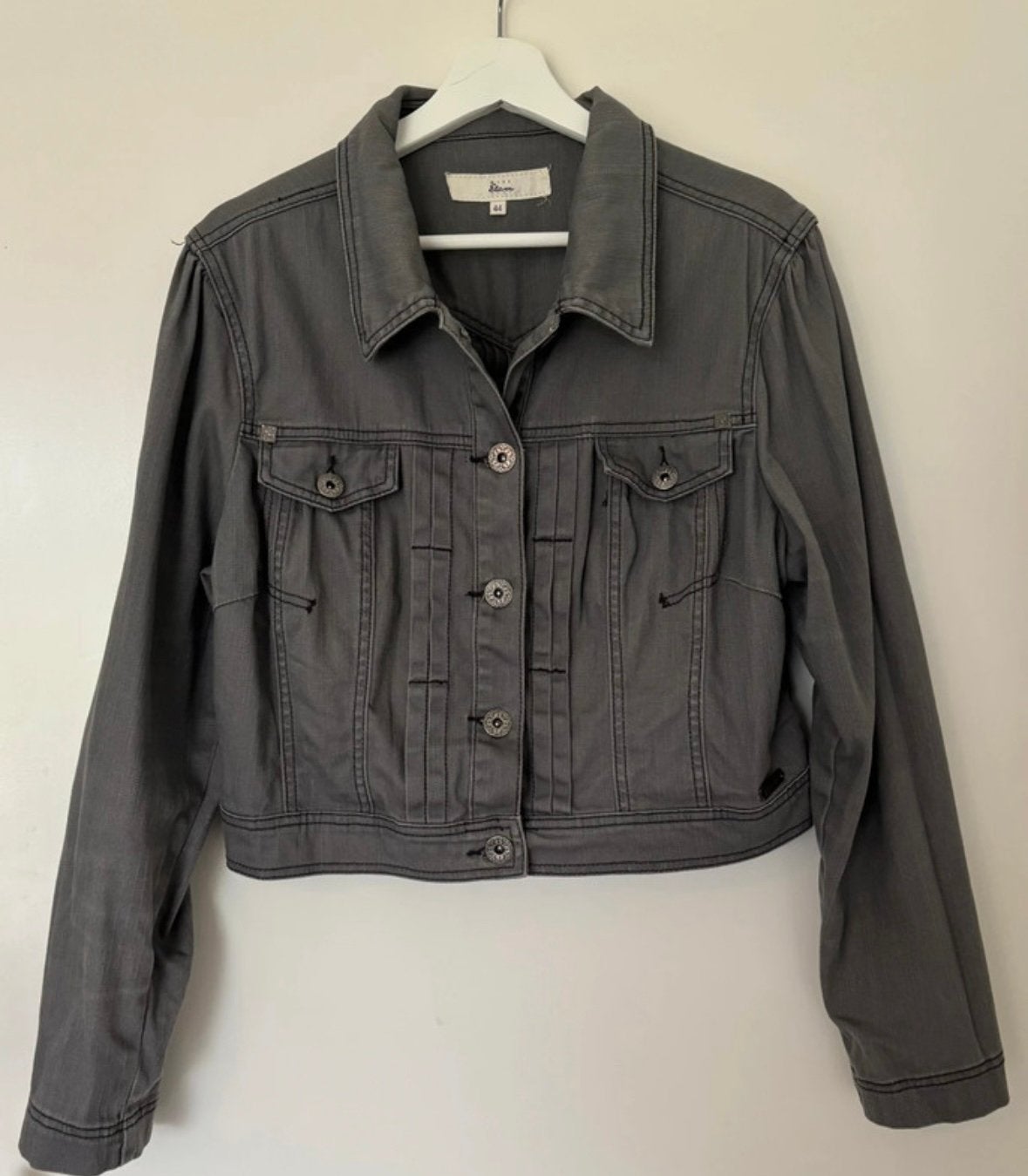 Miss Etam Grijs Spijkerjasje (Kort Model) – Maat 44, Kleding | Dames, Jasjes, Kostuums en Pakken, Maat 46/48 (XL) of groter, Ophalen of Verzenden