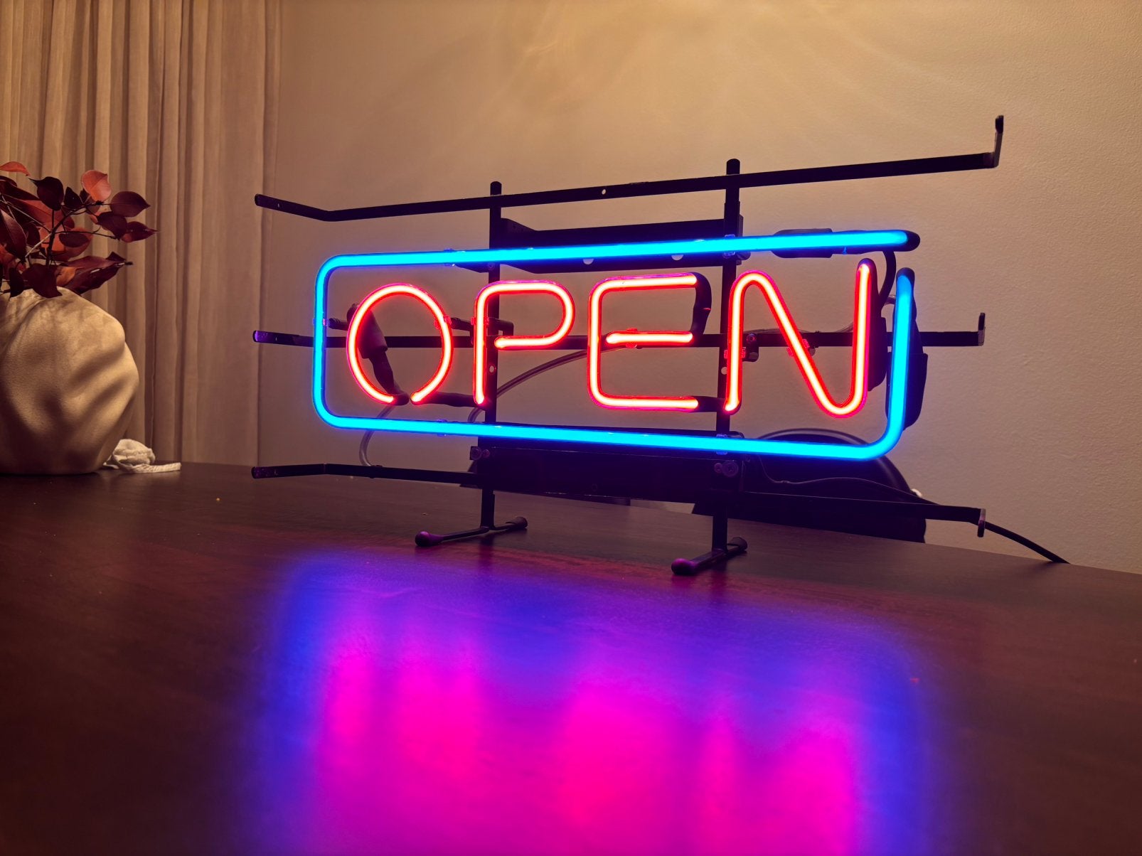 Neon reclame bord - Open, Verzamelen, Ophalen, Gebruikt, Lichtbak of (neon) lamp