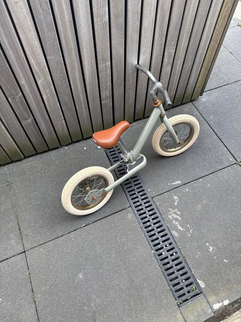 Trybike kinderfiets - Groen met bruin zadel, Fietsen en Brommers, Ophalen, Gebruikt, Minder dan 16 inch