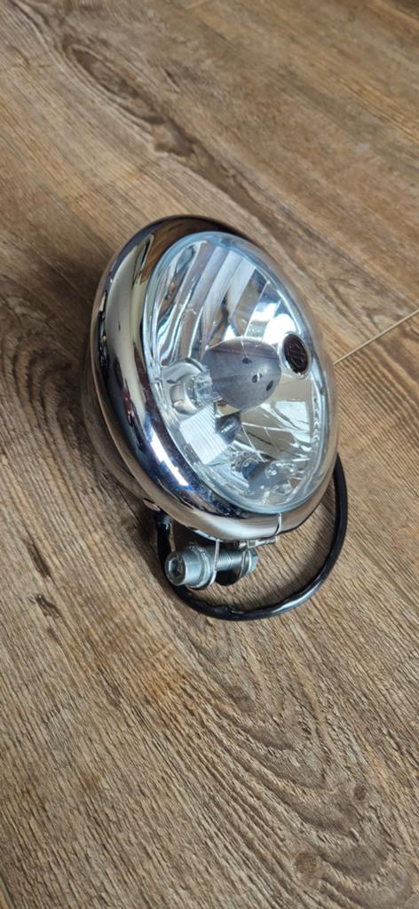 Koplamp voor motorfiets - Chroom/Zwart, Motoren, Ophalen of Verzenden, Gebruikt