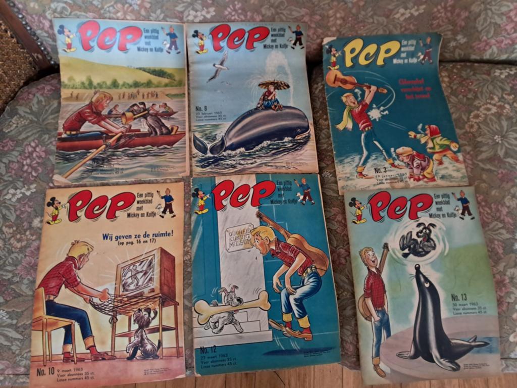 6 losse nummers van Pep uit 1963 - Mickey en Kwik, Ophalen of Verzenden