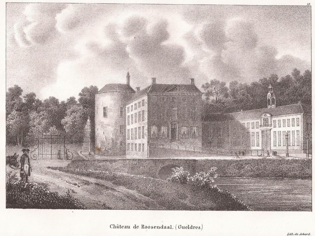 Rozendaal. Château de Roosendaal. (Gueldres). Rosendael 1825, Antiek en Kunst, Kunst | Etsen en Gravures, Lithografie, Blanco verso