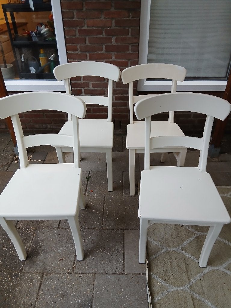 4 eetkamer stoelen, Huis en Inrichting, Stoelen, Ophalen, Gebruikt, Wit, Landelijk