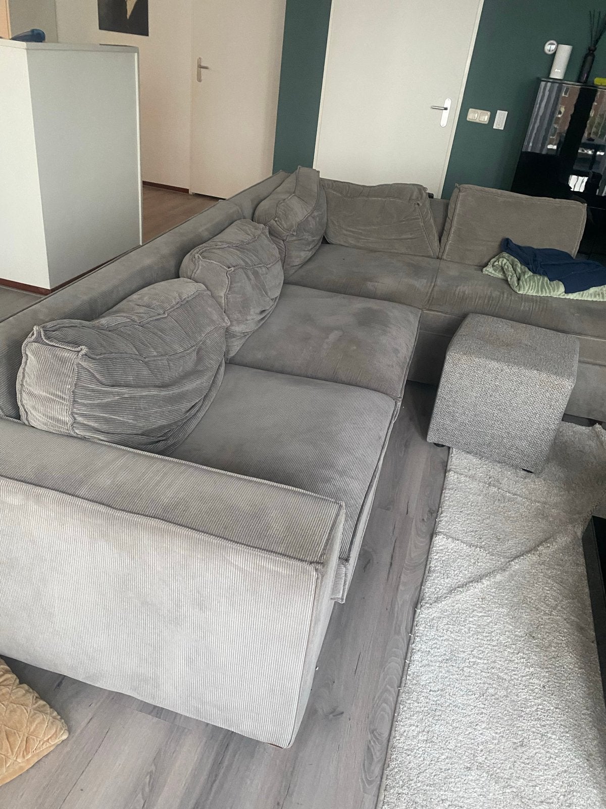 Comfortabele hoekbank, gratis af te halen, Huis en Inrichting, Ophalen, Gebruikt, Hoekbank, Stof