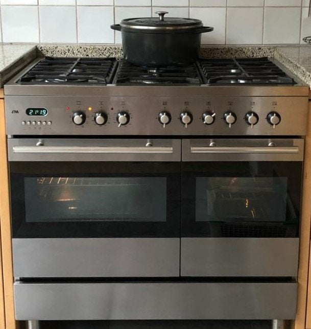 ETNA gasfornuis van 90 cm breed met 6 pitten en 2 ovens, Witgoed en Apparatuur, Ophalen, Gebruikt, 60 cm of meer, Gas