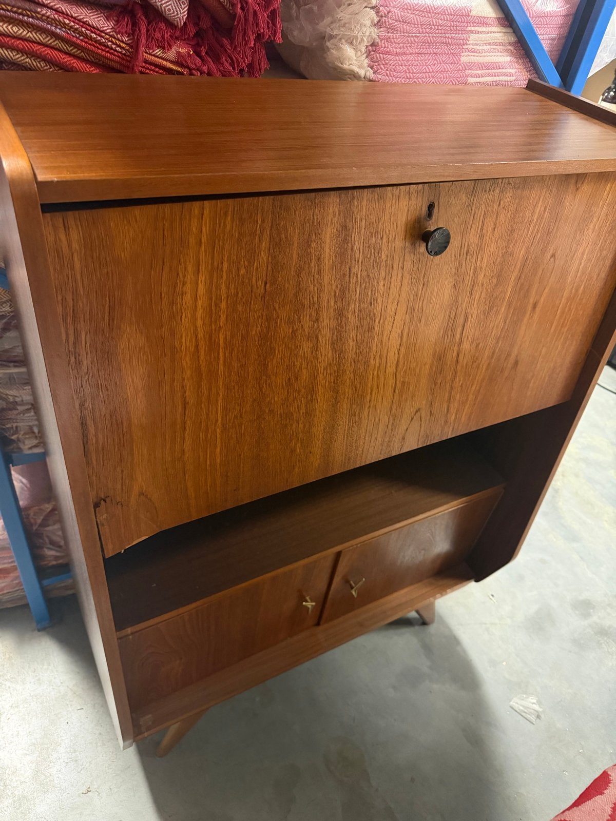 Vintage Teak Secretaire Bureau - Jaren '60 Scandinavisch Des, Ophalen of Verzenden